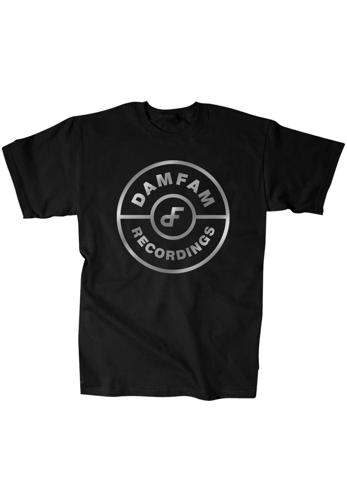 DamFam Recordings Tee - Black and Silver